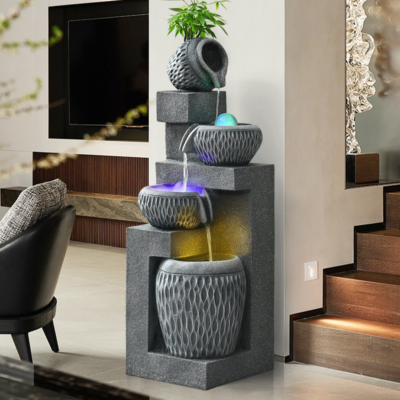 Modern Minimalist Circulating Water Fountain Living Room Office Humidifier Fortune-Enhancing Feng Shui Wheel Floor-Standing Circulating Water Ornament