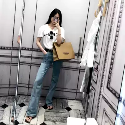 21 Spring and summer New ins same mm6 jeans high waist slim straight pants micro horn trousers women show leg length