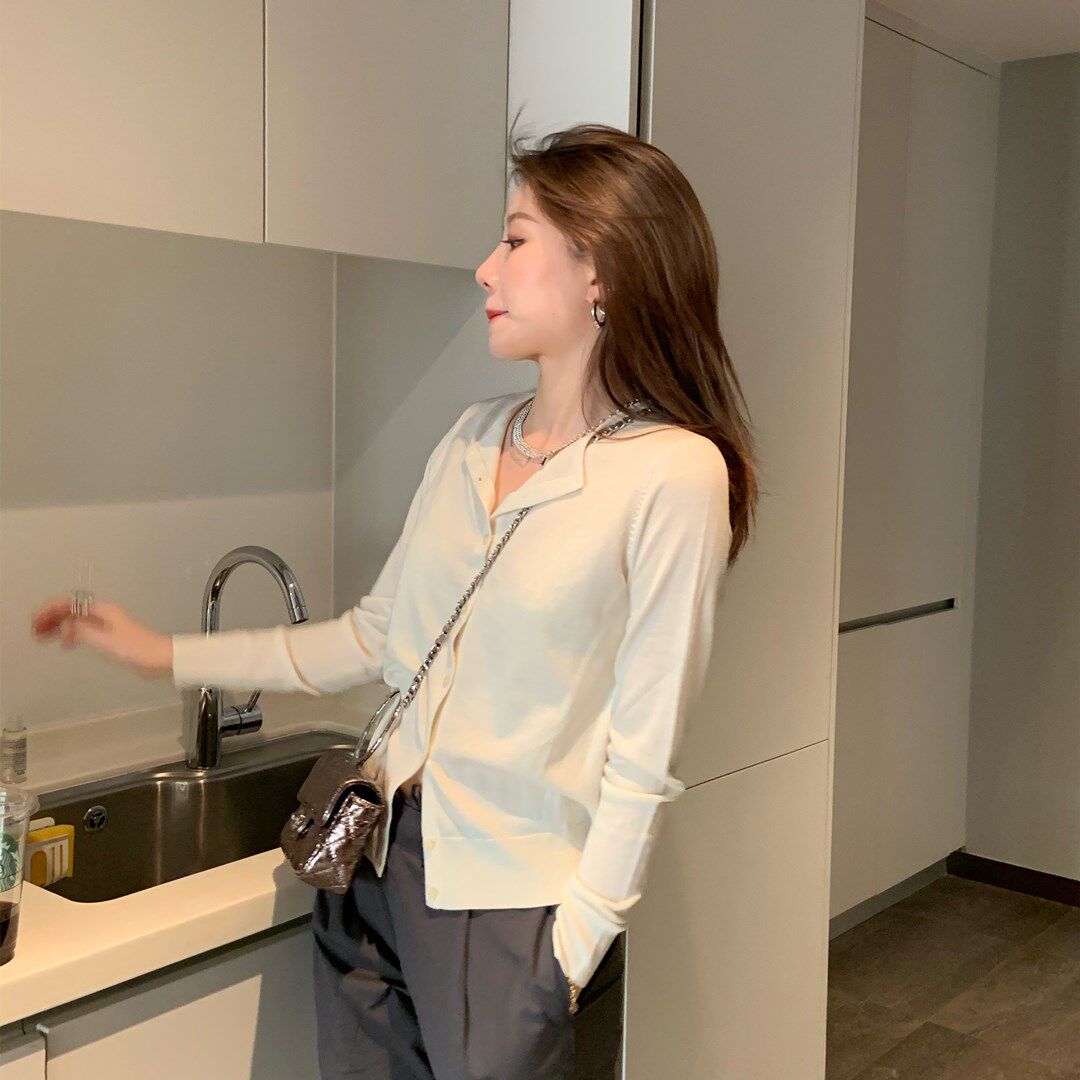 Multicolor cashmere cardiovert jacket long sleeve woolen sweatshirt blouse blouse undercoat black outer hitch 2021 spring autumn