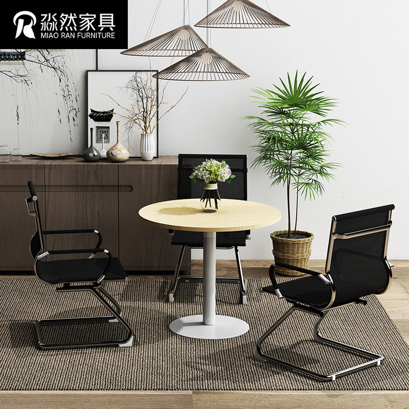 Office Negotiation Table And Chairs Combination Brief Modern Small Round Casual Visitors Table Tea Table Sample House Display Center Reception Desk