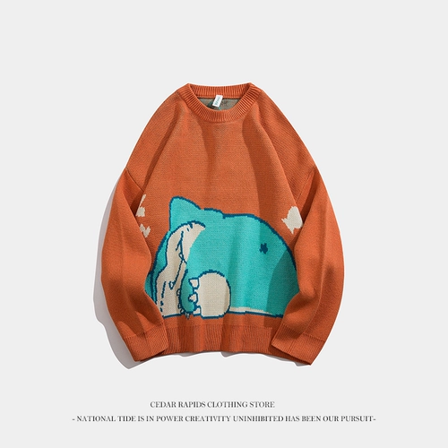 Демисезонный японский свитер, мультяшная трикотажная рубашка, парная одежда для влюбленных, 2020