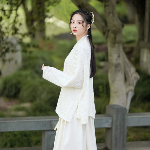 素飞 Ханьфу, кружевное бархатное приятное телу ципао, куртка, увеличенная толщина, китайский стиль, оверсайз