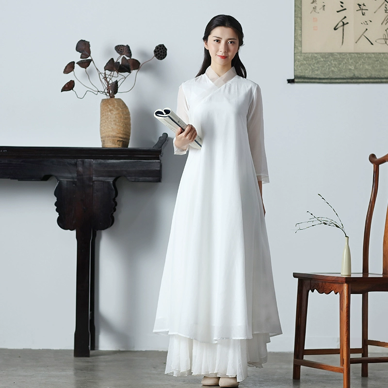 Sufei 2021 phụ nữ mới váy xuân hè phong cách Trung Quốc váy cổ tích retro váy nữ váy dài trung bình Dịch vụ trà Zen - Váy dài