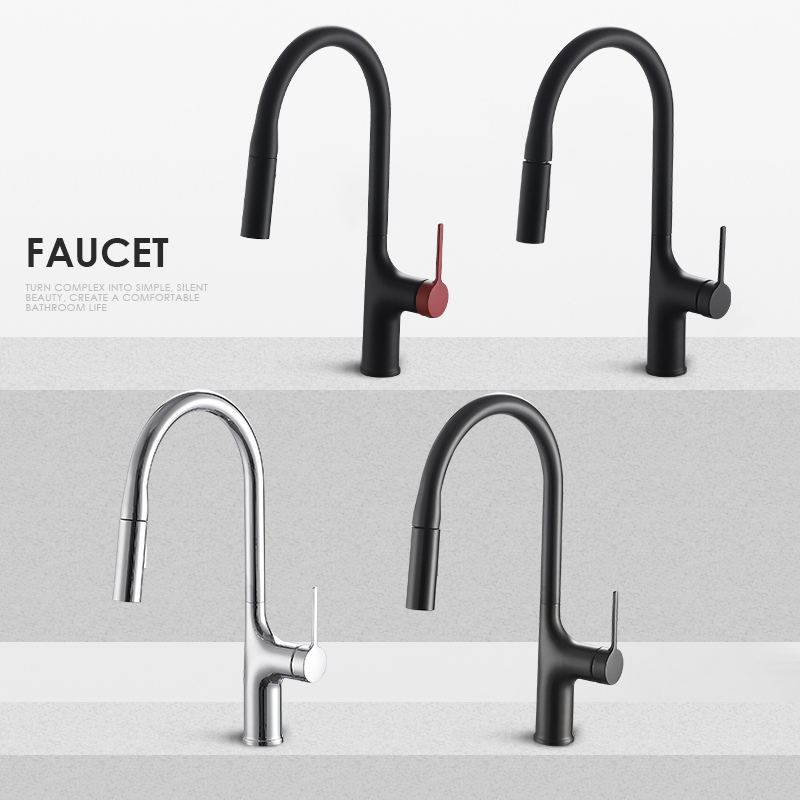 German All-Copper Kitchen Faucet with Pull-Out Rotating Multi-Mode Water Outlet, Black Sink Faucet for Washing Vegetables German All-Copper Kitchen Faucet with Pull-Out Rotating Multi-Mode Water Outlet, Black Sink Faucet for Washing Vegetables