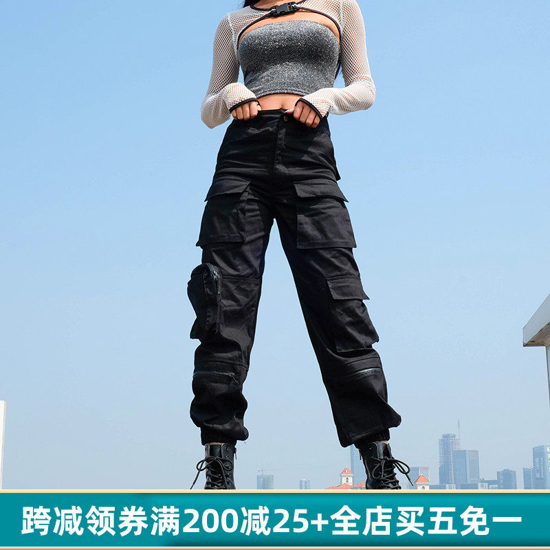 Europe Station Multiple Pockets Cool Work Pants Women Heavy Work Tactical Clothing Base Easing 100 Ride Long Pants Street Trend