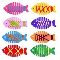 Kindergarten Child Diy Tangle Fish Wrap Fish Bones Threading Homemade Handmade Game Puzzle Winding Fish material