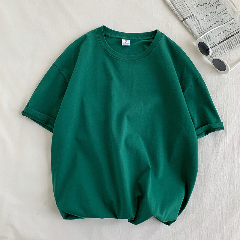 Blackish GreenShort sleeve T-shirt schoolboy Solid color trend Undershirt white Half sleeve Chaopai Versatile Basic fund student Built in Compassionate