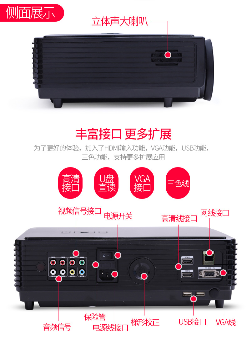 轰天 炮 led-96H + máy chiếu văn phòng wifi không dây điện thoại di động HD 1080p máy chiếu rạp chiếu phim - Máy chiếu