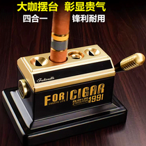 Desktop cigar scissors four-hole stainless steel cigar guillotine multi-caliber four-in-one cutter v-shaped flat cutter