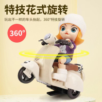 Childrens electric light stunt motorcycle rotating toy car baby girl 1 to 2 3 years old 4 boy 2 children