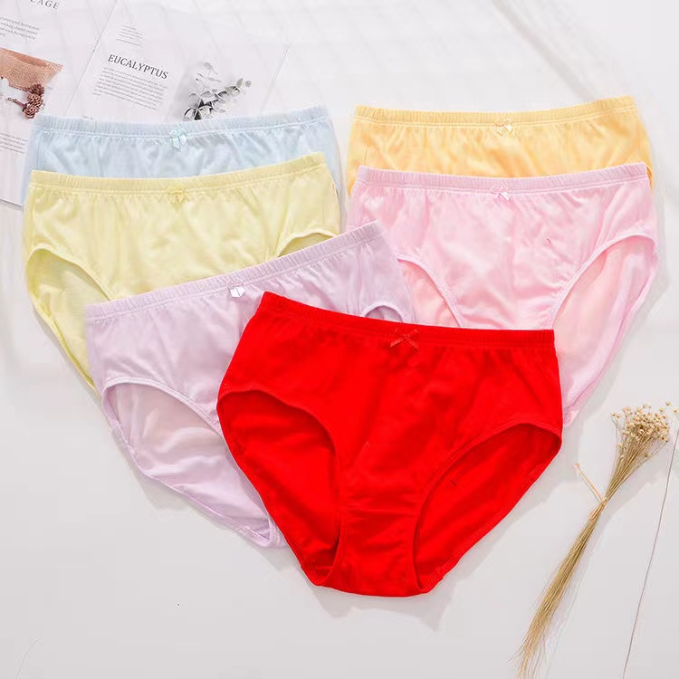 6 pairs of white cotton women's underwear 100% cotton fat mm