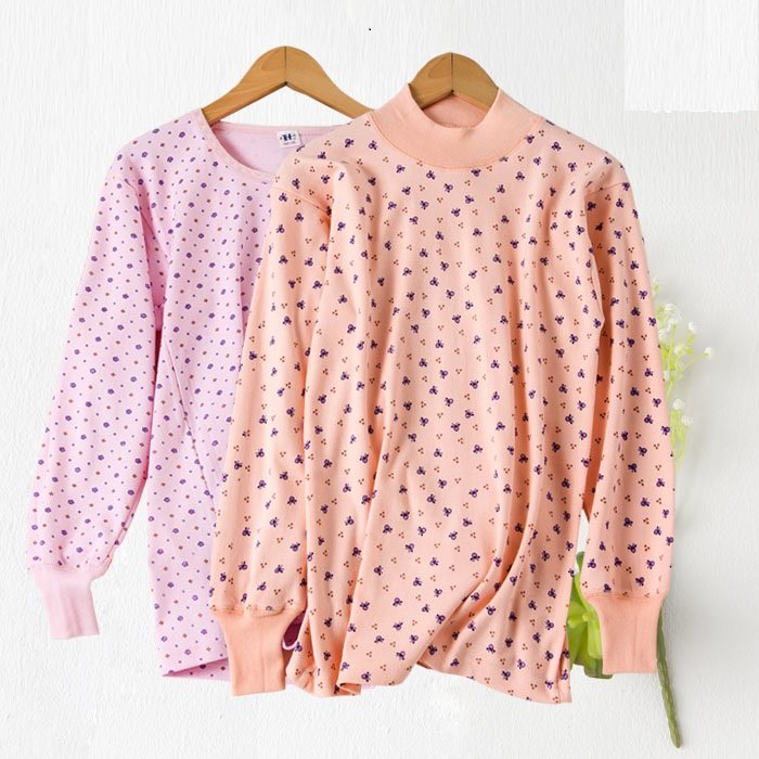 Pure cotton single autumn clothes woman middle-aged and elderly beating bottom middle aged cotton sweatshirt low collar plus fat increase lingerie air conditioning