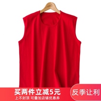 The old man red sleeveless shirt The year of life womens vest red underwear Cotton cotton shirt Middle-aged Ox