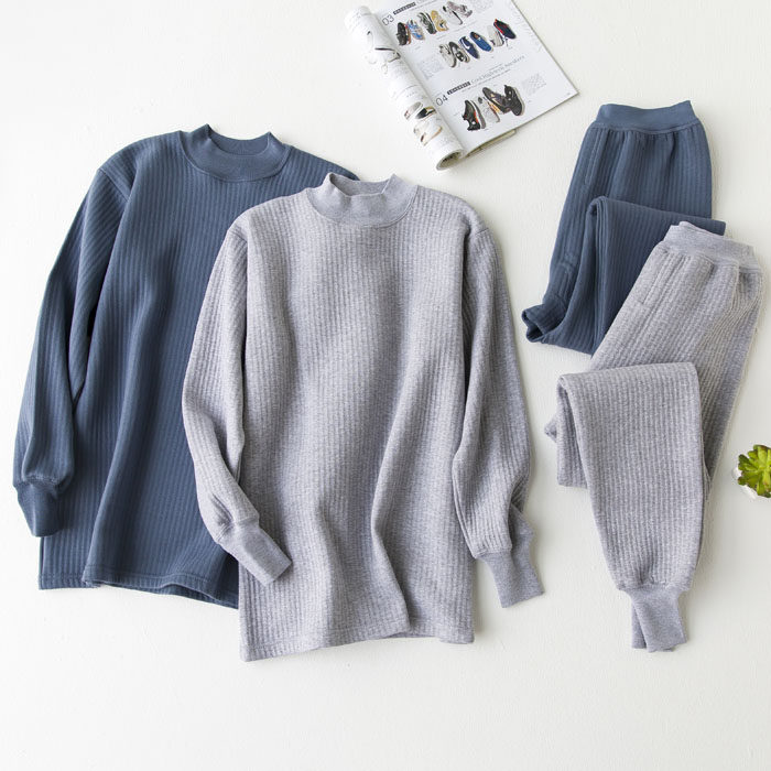 Middle Aged Men High Collar Calorific Clothing Pure Cotton Thickened Triple Clip Cotton Old Pure Cotton Autumn Clothes Sanitary Pants Suit