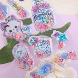 Детская качалка, наклейка, трехмерные блестки для ногтей для принцессы, игрушка, кот, единорог