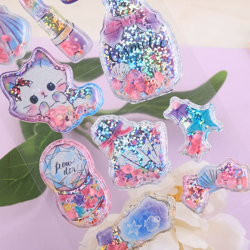 Детская качалка, наклейка, трехмерные блестки для ногтей для принцессы, игрушка, кот, единорог