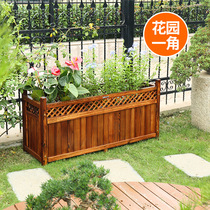 Outdoor fence flower box balcony dining floral Wood vegetable guardrail wooden coffee long strip planting box reinforcement