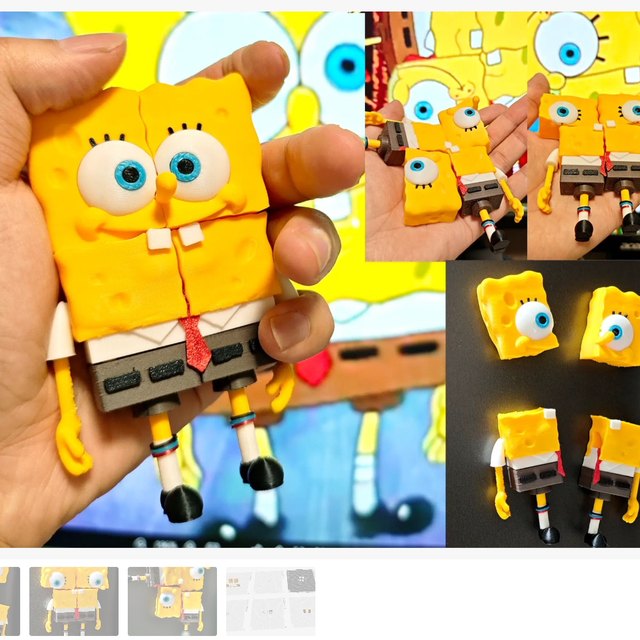 The Spongebob Squarepants Refrigerator Magnet Is a Replica of the Classic Animated Character Model from the Show, Featuring Magnetic Attachment and Movable Parts