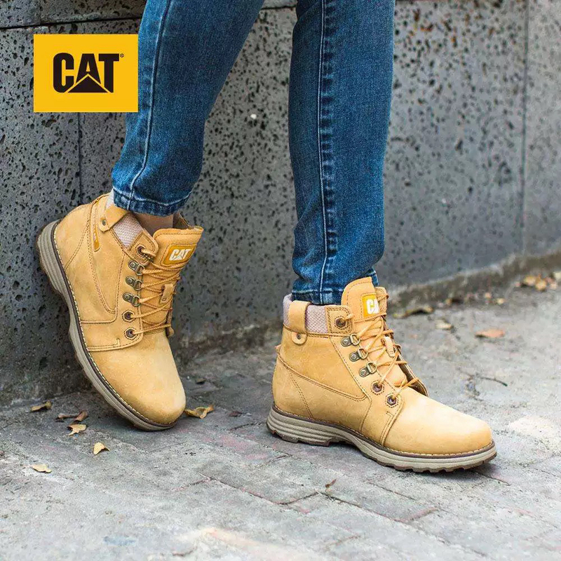 Cat Charli Leather Work Boots, Outdoor Mid-Cut Work Boots for Women, P307971