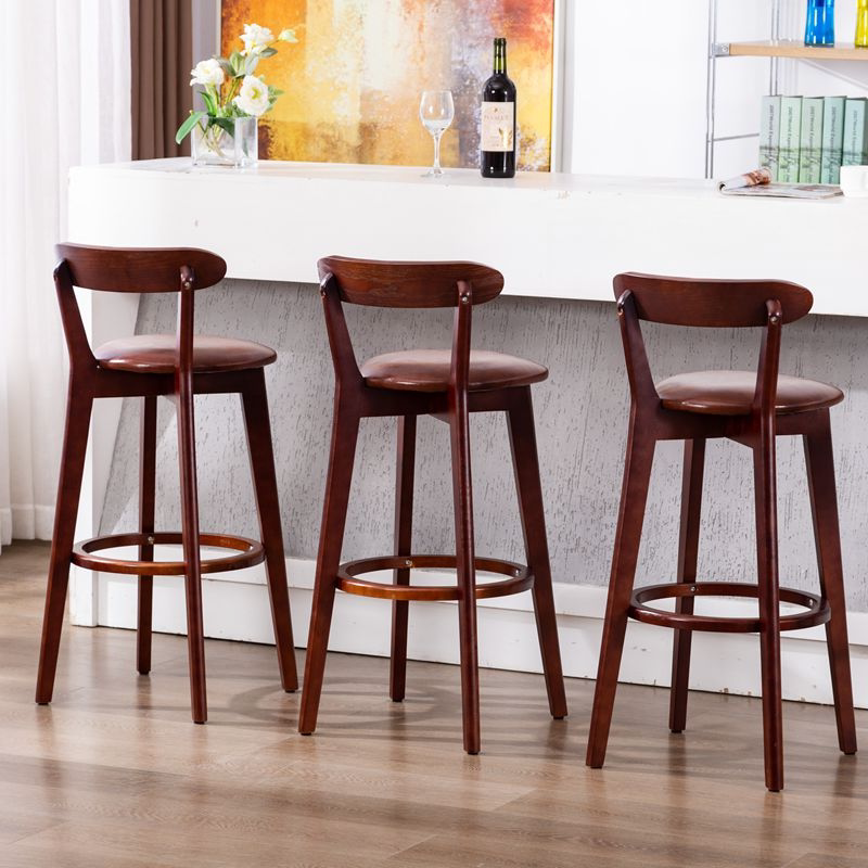 Solid wood bar chair American retro wooden high stool Simple backrest bar stool Nordic home creative bar chair