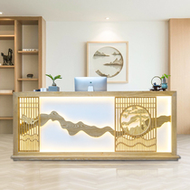 New Chinese cashier retro solid wood bar table foot bath beauty health center reception desk hotel front desk