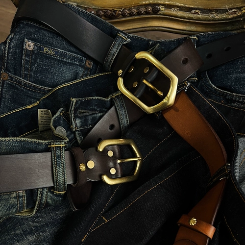 Кожаный латунный ремень ручной работы, в американском стиле, DIY, из натуральной кожи