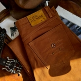 Ретро хлопковые штаны, в американском стиле, с вышивкой, 8 унции, высокая талия, свободный прямой крой