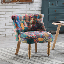 Single Sofa Chair Bull Frog Chair American Retro Countryside Brief Modern Splicing Cloth Art Solid Wood Nordic Sloth Dresden