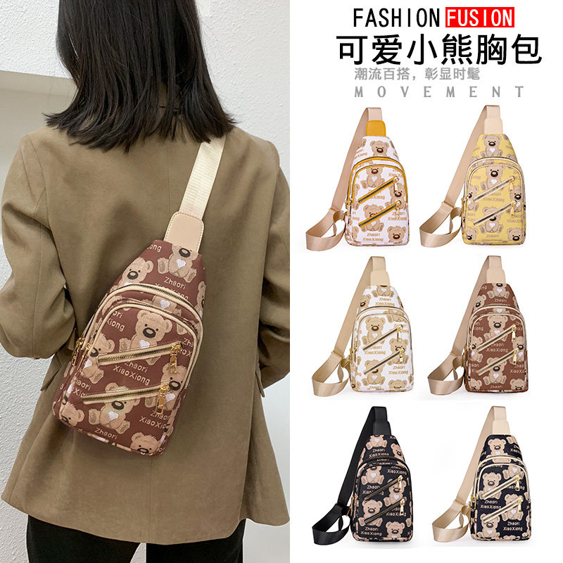 Fashion Ladies Printed Chest Bag Trend 2021 New Korean Style Casual Diagonal Ins Foreign Style Shopping Cute Small Backpack