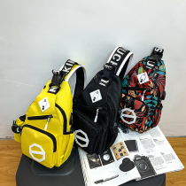 Chest Bag Women 2022 New Fashion Oxford Brooch Chest Front Bag Han Version Tide 100 Lap Single Shoulder Bag Men And Women Sports Pitched Satchel