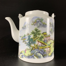 Jingdezhen factory-made end-products pastel landscapes buckets and colored pictures teapot with beams antique collection factory-made art porcelain
