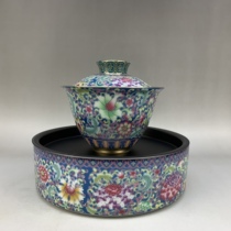 A set of Jingdezhen enamel covered bowls and saucers with thousands of flowers pot holders antique porcelain antique collection craftsmanship
