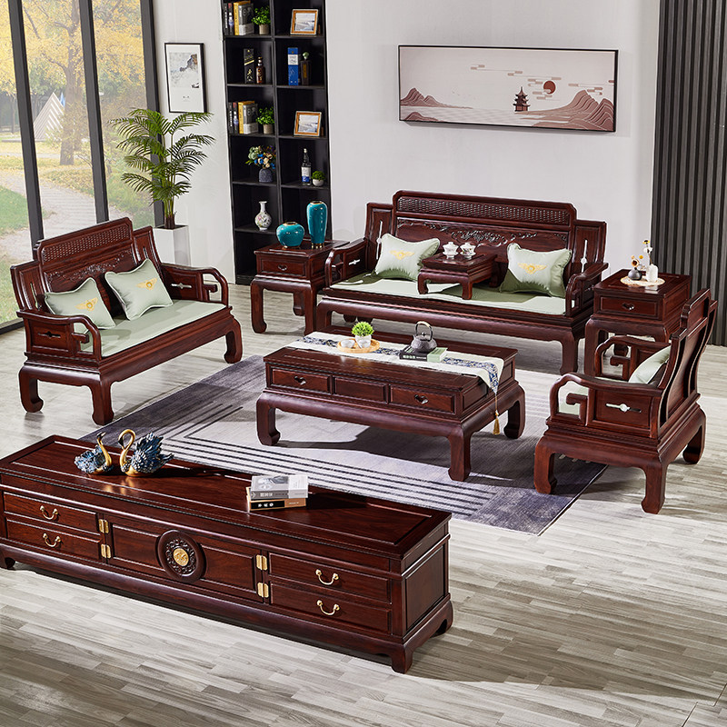 East African rosewood mahogany furniture solid wood sofa combination simple small apartment living room classical winter and summer sofa