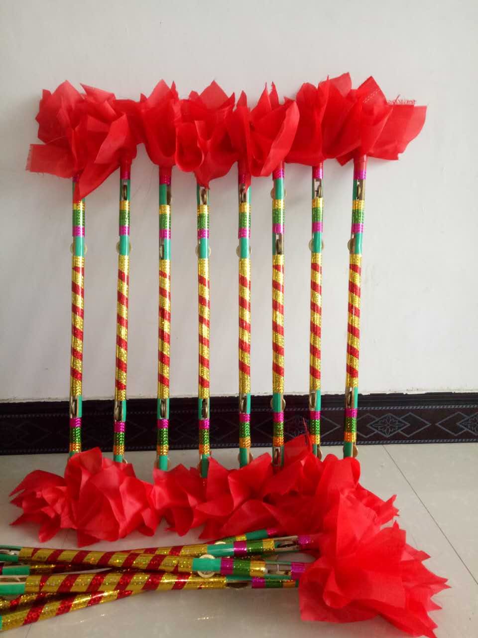 Square dance props flower stick T-rex whip nine whips cloth spike money stick a retro customizable copper money