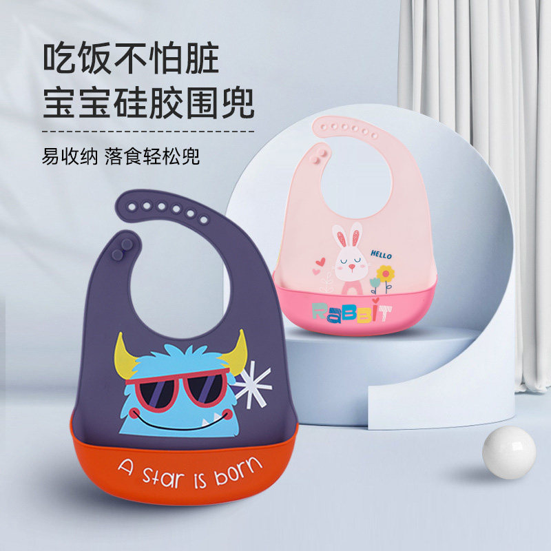 Baby Eating Walled Pocket children Waterproof Silicone Gel Ultra Soft Food Meal Bib for men and women Baby-free meals Eating Containment for Saliva Sub Food Pocket