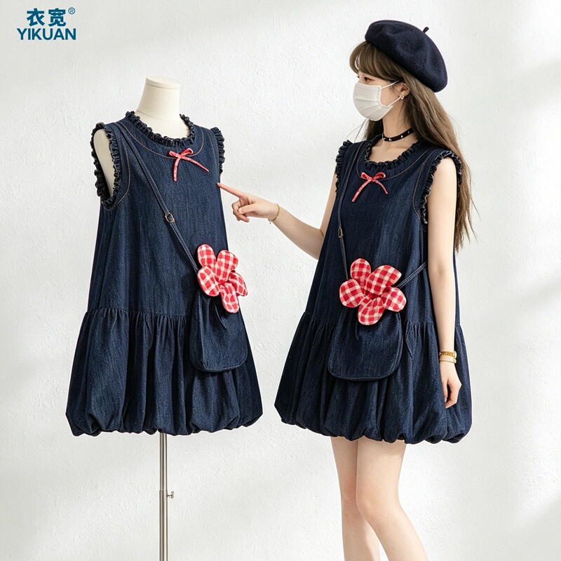 Summer Clothes for Slightly Chubby Girls with Pear-Shaped Bodies, New Plus-Size Floral Babydoll Dress, Petite Dress That Covers the Belly