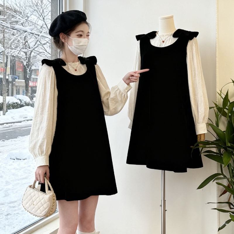 Plus-Size Women's Clothing, New Autumn and Winter A-Line Style, Slimming, Versatile, Can Be Both Salty and Sweet, Tummy-Covering Velvet Two-Piece Dress Set Plus-Size Women's Clothing, New Autumn and Winter A-Line Style, Slimming, Versatile, Can Be Both Salty and Sweet, Tummy-Covering Velvet Two-Piece Dress Set