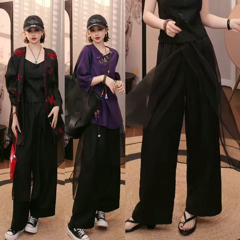 [Black Gauze] 100% Mulberry Silk 38mm Xiangyun Silk Casual Pants 166-Mx2603779