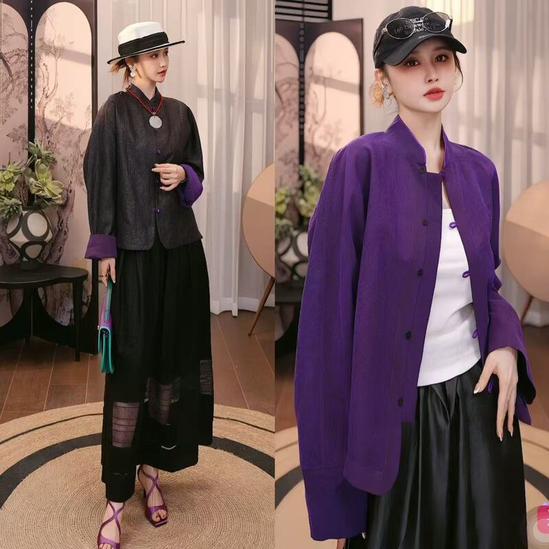 100% Mulberry Silk Purple Turtle Double-Sided Fragrant Cloud Yarn Jacket 166-680411