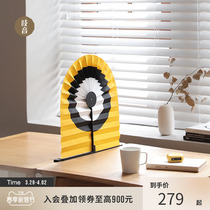 (spot) squeezy small yellow people folding fan folding screen minimalist desktop partition pendulum pieces can carry creative gifts