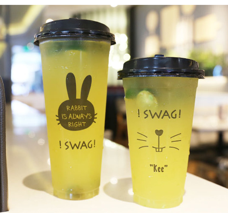 Одноразовая креативная чайная чашка, пластиковый стакан, 700 мл, увеличенная толщина 