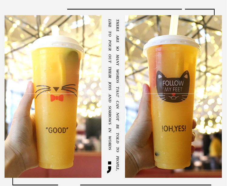 Одноразовая креативная чайная чашка, пластиковый стакан, 700 мл, увеличенная толщина 