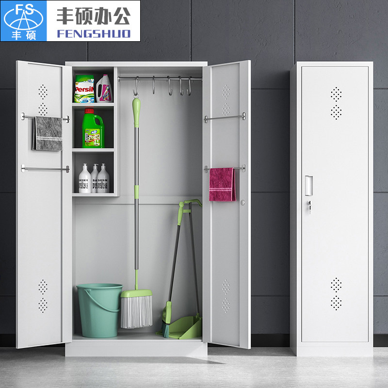 Stainless steel cleaning cabinet sanitary broom cabinet balcony sundries cabinet classroom mop broom storage cabinet cleaning tool cabinet