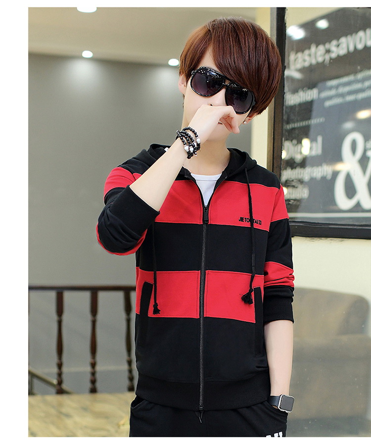 Áo len nam thanh niên xuân hè 2017 mới dành cho học sinh trung học cơ sở Hàn Quốc áo khoác hoodie có dây kéo