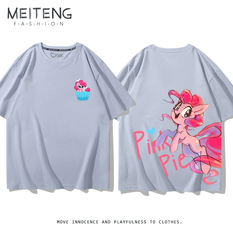 Радужная пони, милая летняя хлопковая футболка для мужчин и женщин студентов, свободный крой, любимая