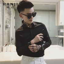 2021 new long sleeve shirt men Spring and Autumn Korean trend slim white shirt Net red handcub black clothes