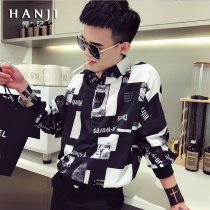 Net red handsome long sleeve flower shirt men 2021 New Korean trend handsome spring and autumn social person shirt coat