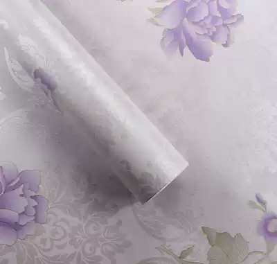 Waterproof self-adhesive wallpaper pink peony wallpaper purple peony bedroom warm self-adhesive wallpaper