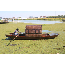 Pastoral antique fishing boat Wupeng boat model decoration boat single canopy dining boat electric sightseeing tour boat boating