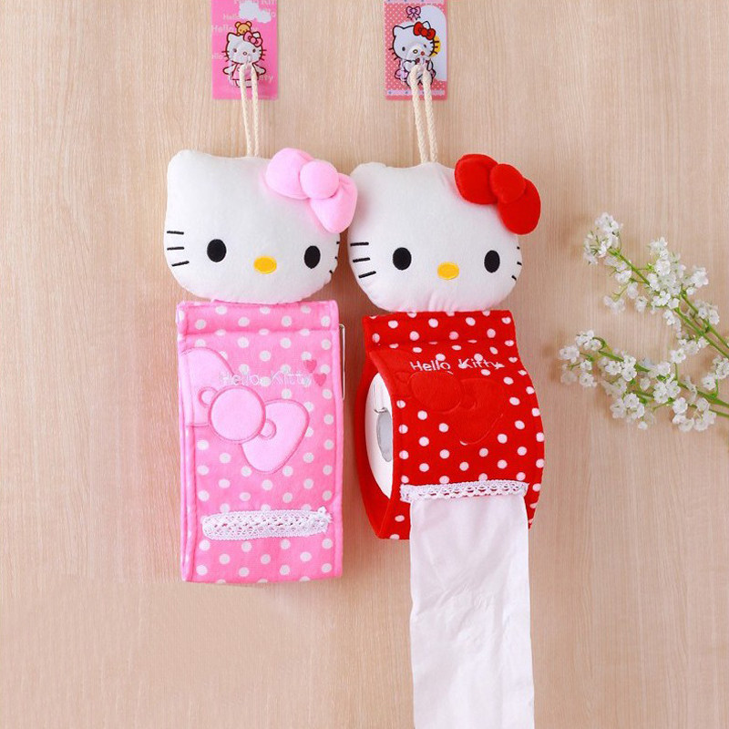 Paper towel hanging cartoon cute cat household plush fabric art removable paper towel roll toilet paper pumping powder room wall-mounted paper towel cover